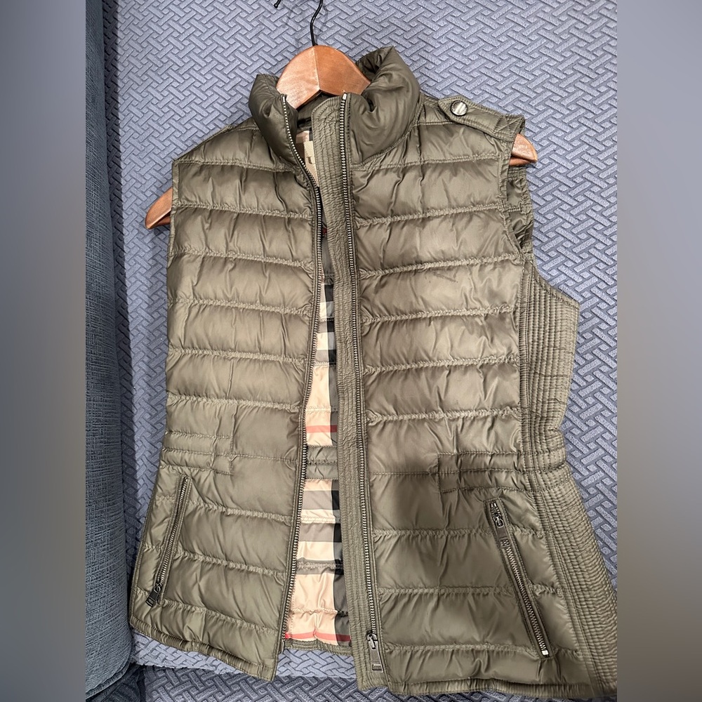 Burberry Khaki Green Quilted Women's Vest